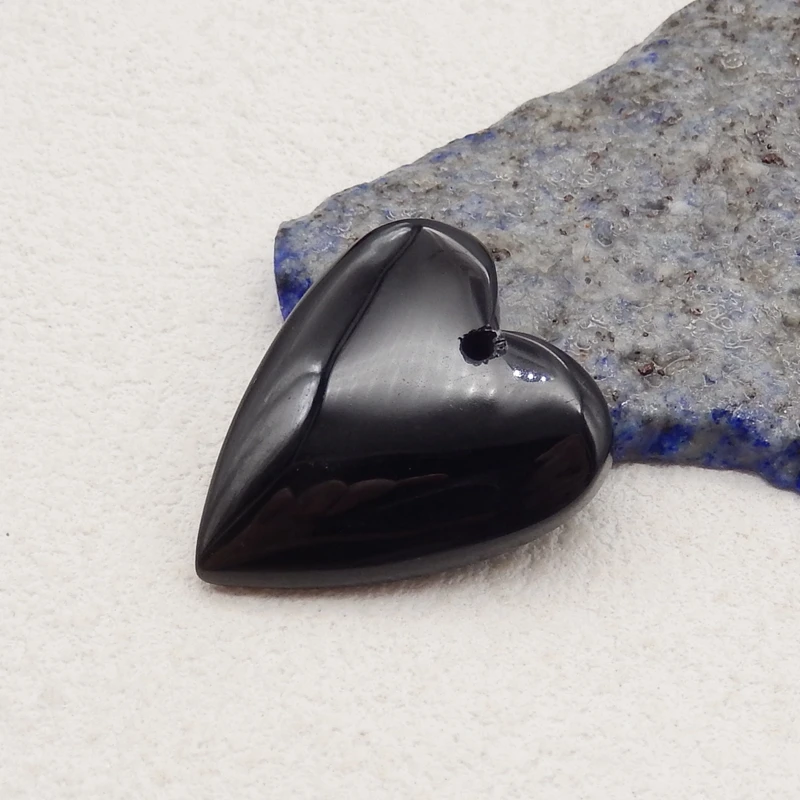 Cuenta colgante de corazón de obsidiana de piedra Natural, colgante de piedra semipreciosa para la fabricación de joyas, 27x23x6mm, 5g