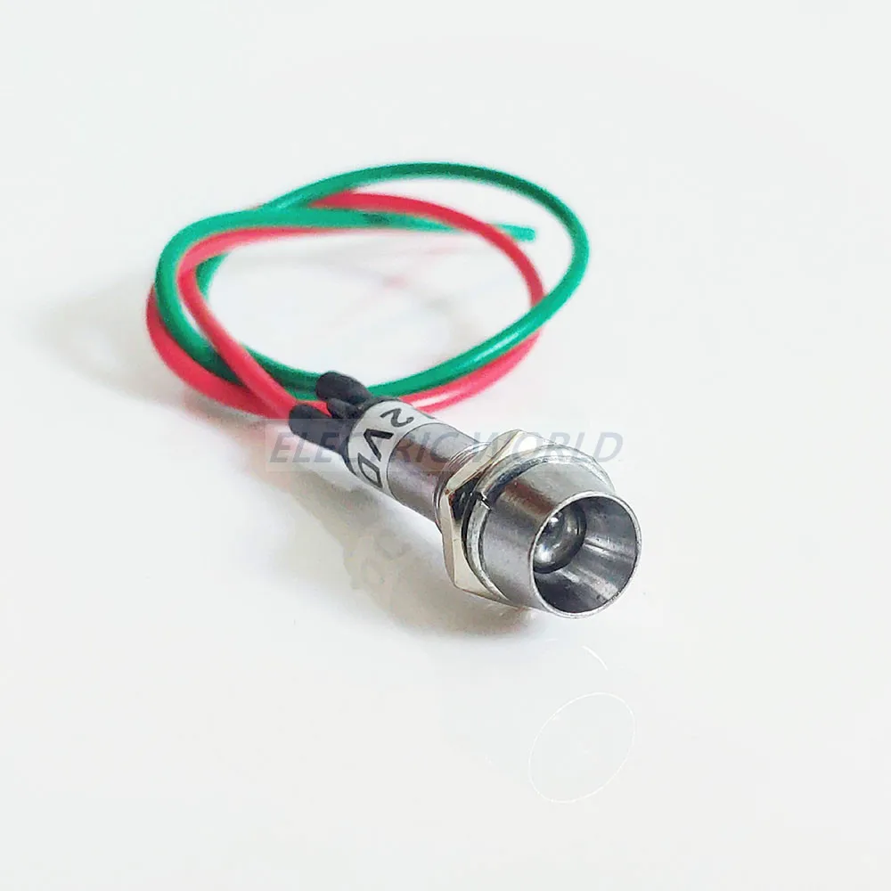 LED 8mm metal Indicator lights with lead wire power signal lamp LED indication mini indicator light  waterproof Signal lamp