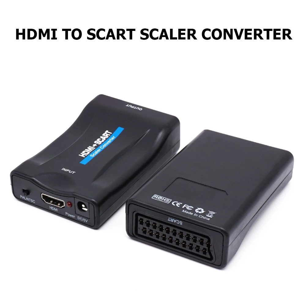 BitFunx Digital HDMI Video and Audio To SCART Composite 1080P Video Scaler Converter For DVD PC TV Box PS3 PS4 Box to TV