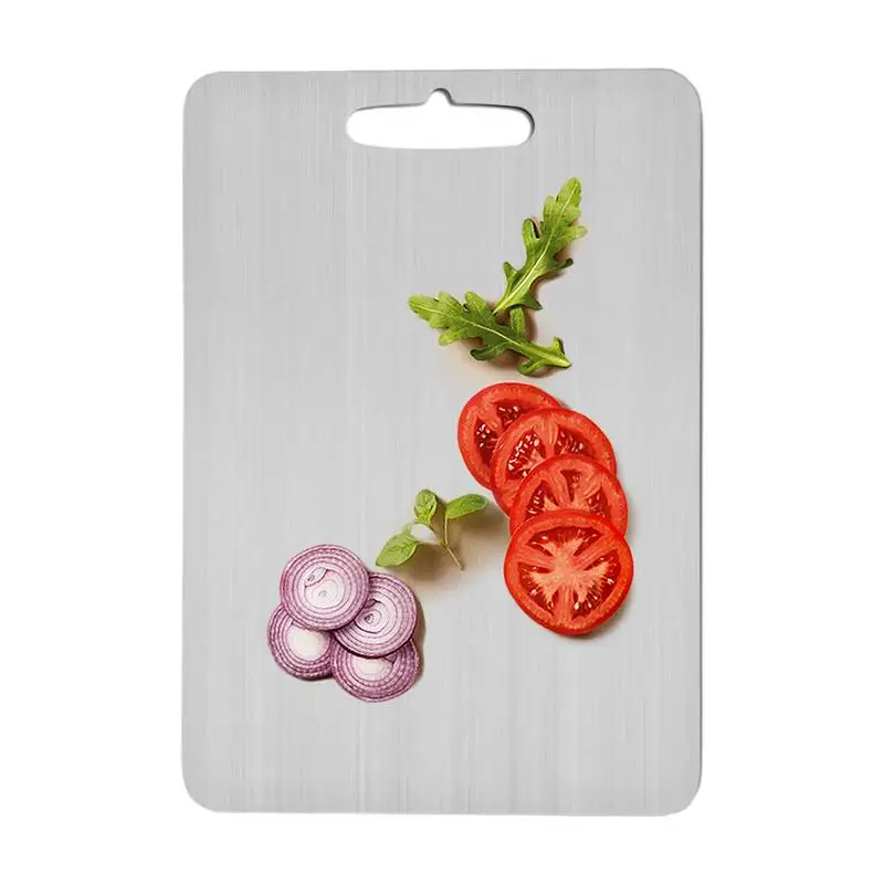 1 Pièces Planche à Découper en Titane, 316 Planche de à Decouper en Acier Inoxydable, Titan Cutting Board Double Face pour Fruits, Viande, Fromage et Légumes (34 * 23 cm