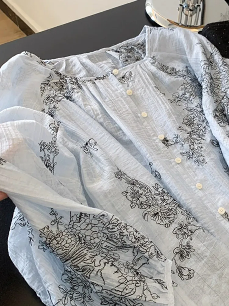 플로럴 프린트 블라우스 여성 긴팔 루즈핏 블라우스 가을 신상 셔츠 패션 탑 캐주얼웨어