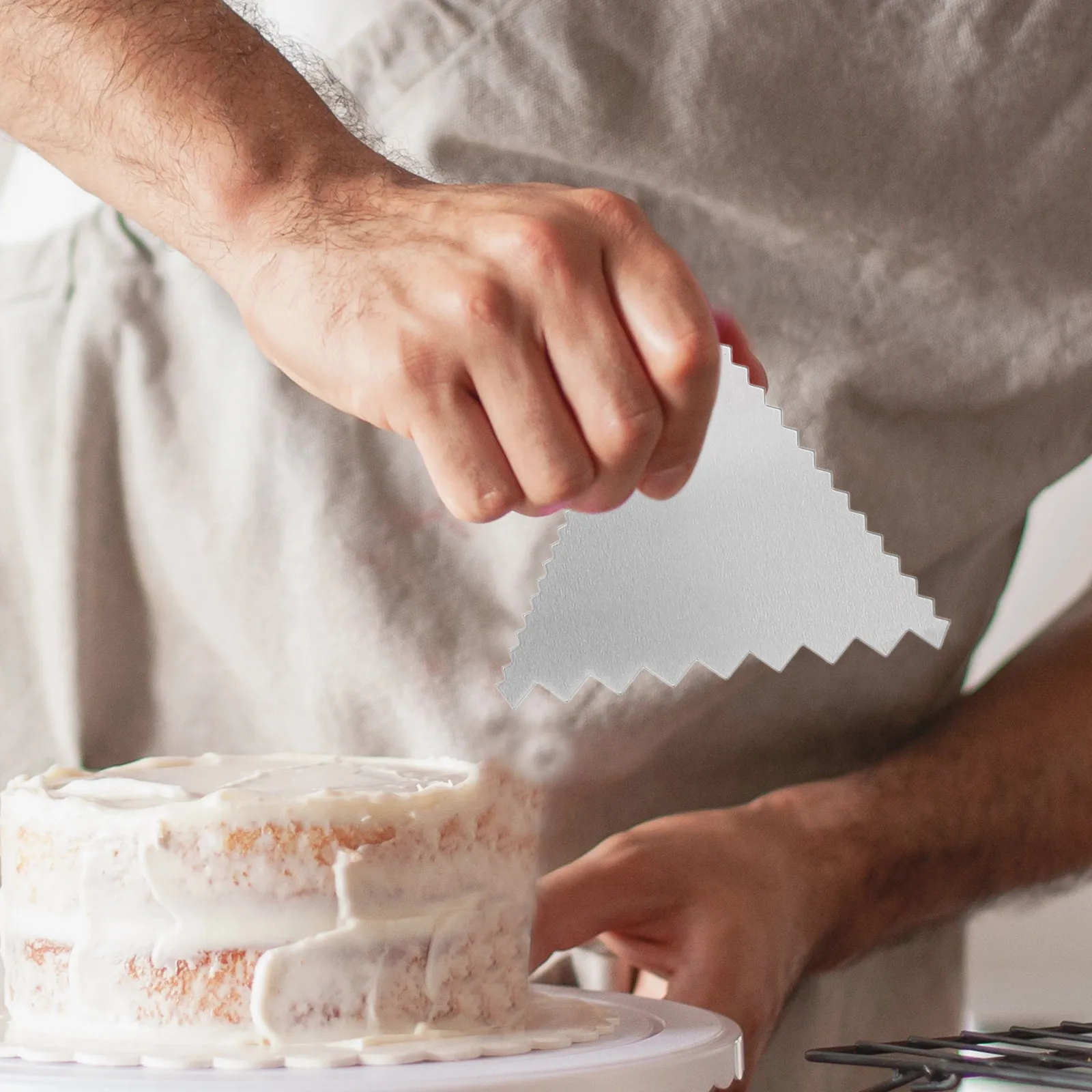 

8PCS Cake Scraper Tools Stainless Steel Baking Scrapers Kitchen Odontoid Smoother Cream Icing Maker