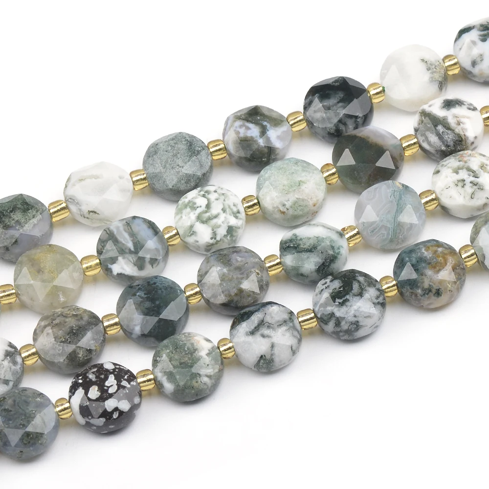 

Wholesale Natural Tree Agate Faceted Rondelle Loose Beads For Making Jewelry DIY Necklace Bracelet