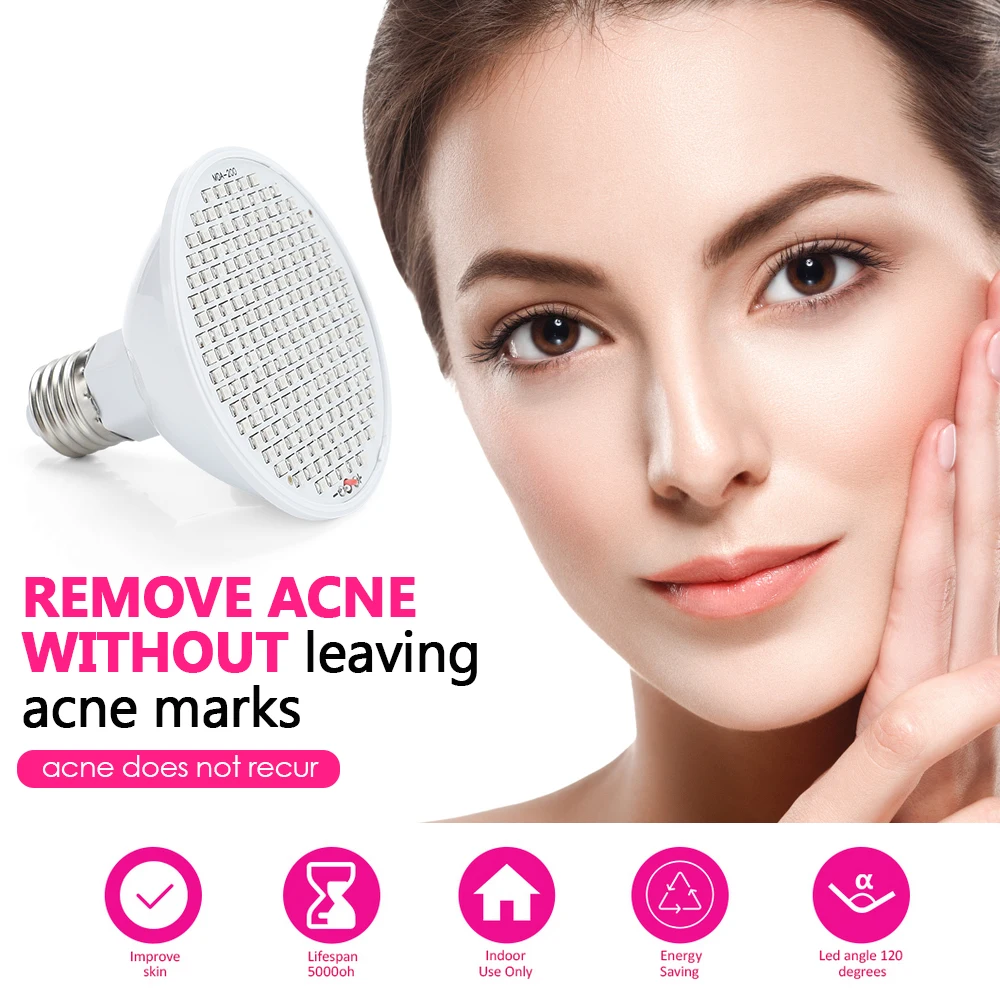 LED Photon Beauty Light Blue Red Light Therapy Purifies Skin Acne Freckle Removal Shrink Pores Facial Mask Beauty Device