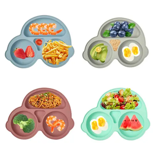 Baby Safe Silicone Dining Plate Suction Cartoon Children Dishes Feeding Toddler Training Tableware Retro Kids Smile Face Bowl - Image 3