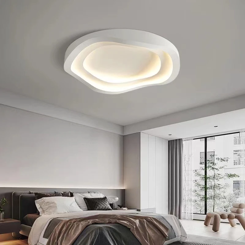 Modern Creative White Circular Bedroom LED Ceiling Light Dimming Chandelier Ceiling Lamp for Living Room Dining Lighting Fixture