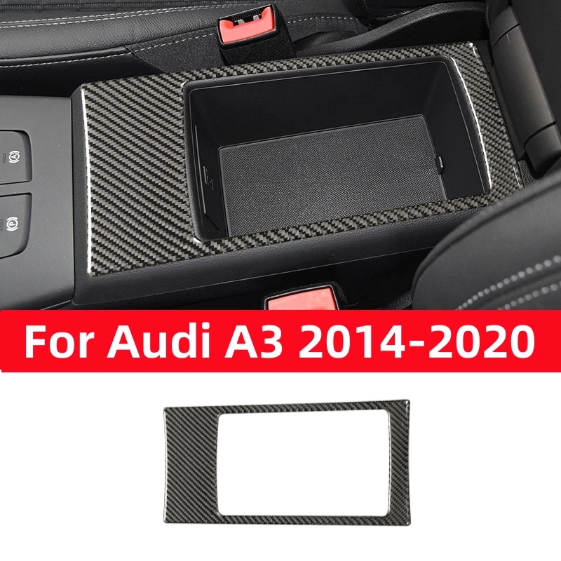 

For Audi A3 S3 2013-2019 Car Accessories Car Interior Carbon Fiber Center Console Armrest Box Panel Modified Trim Frame Decor