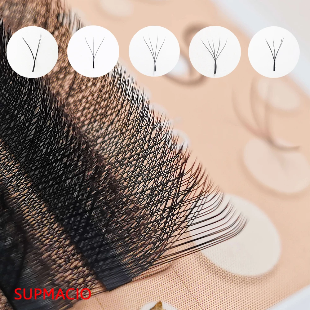 Supmacio W 5D/4D/3D 2D Eyelashes Extensions Premade Volume Easy Fan YY Lash Natural Soft False Eyelash For Custom Logo