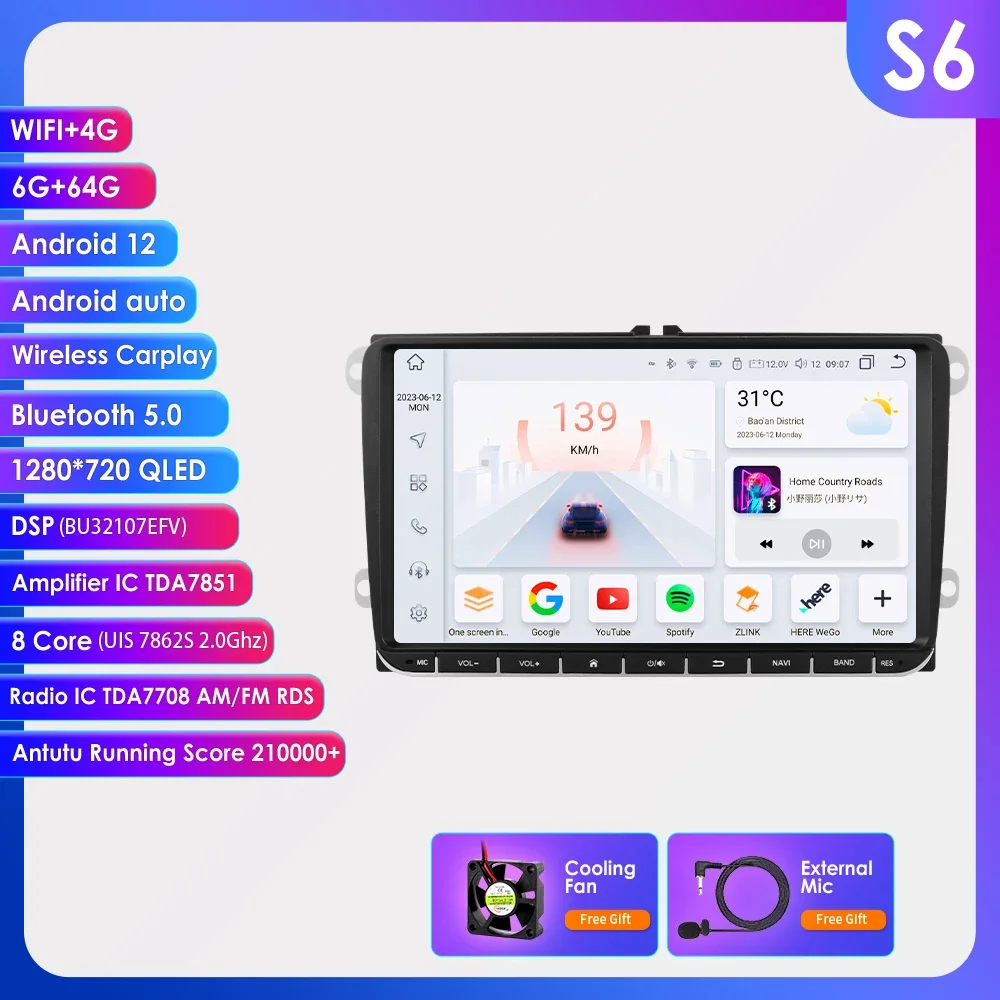 Android Auto Radio Voor Vw Golf 5 Polo Sedan Passat B6 Cc Radio Touran Scirocco Caddy Jetta Skoda Seat Auto Multimedia Audiospeler
