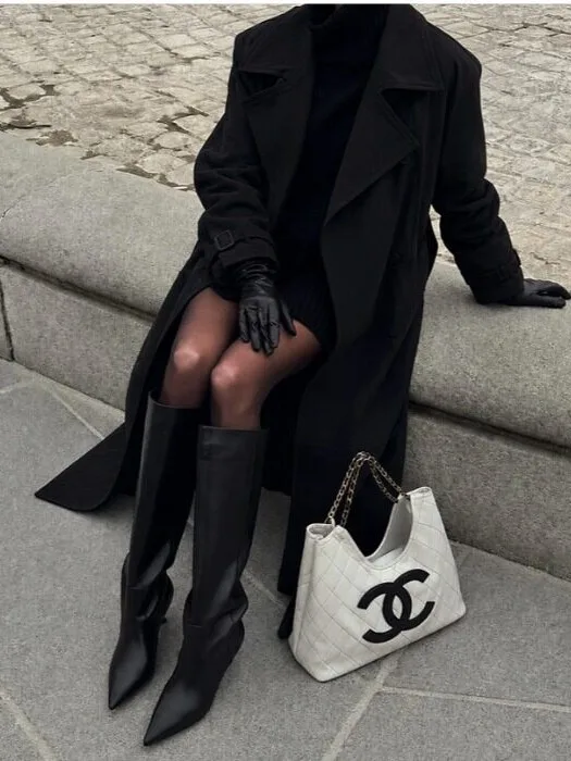 American Retro Long Coat Jacket Women's Double-Breasted Belted Coat Autumn Winter New Style High-End Feelings Fashionable Wom...