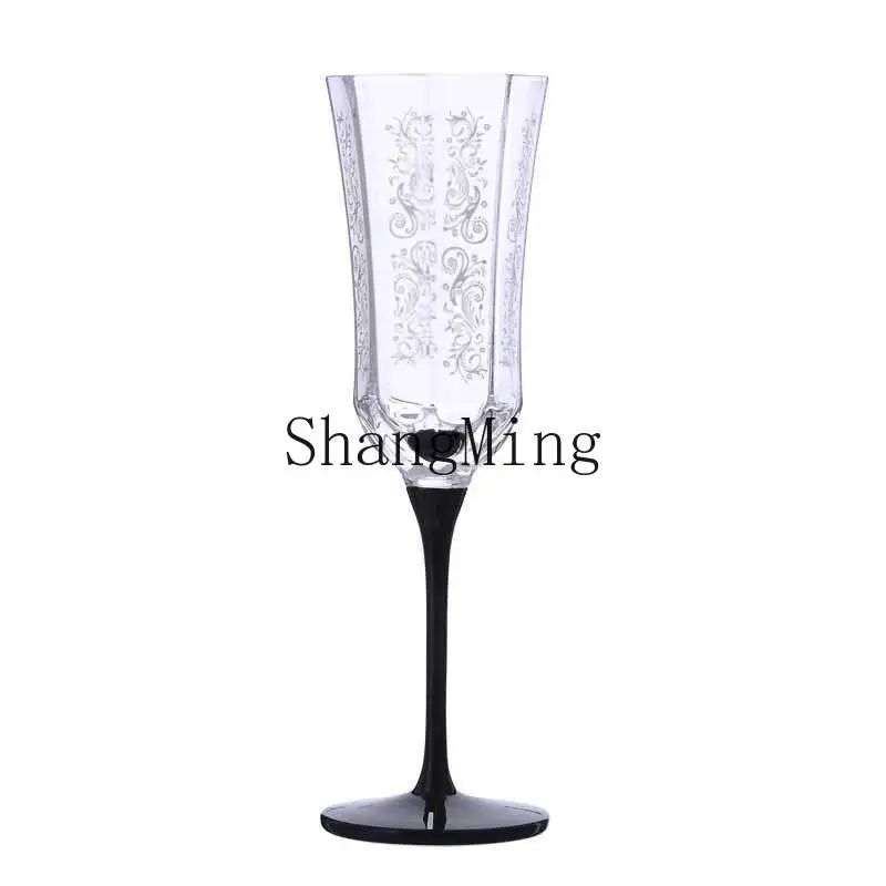 

PYH retro champagne glass, Black Swan Valentine's Day high-end gift box, wine glass set, antique octagon goblet