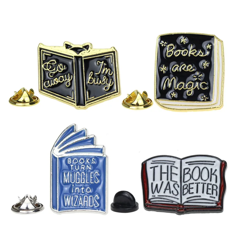 Creative and personalized cartoon book magic book series brooch in stock flipping book cute punk oil drop brooch