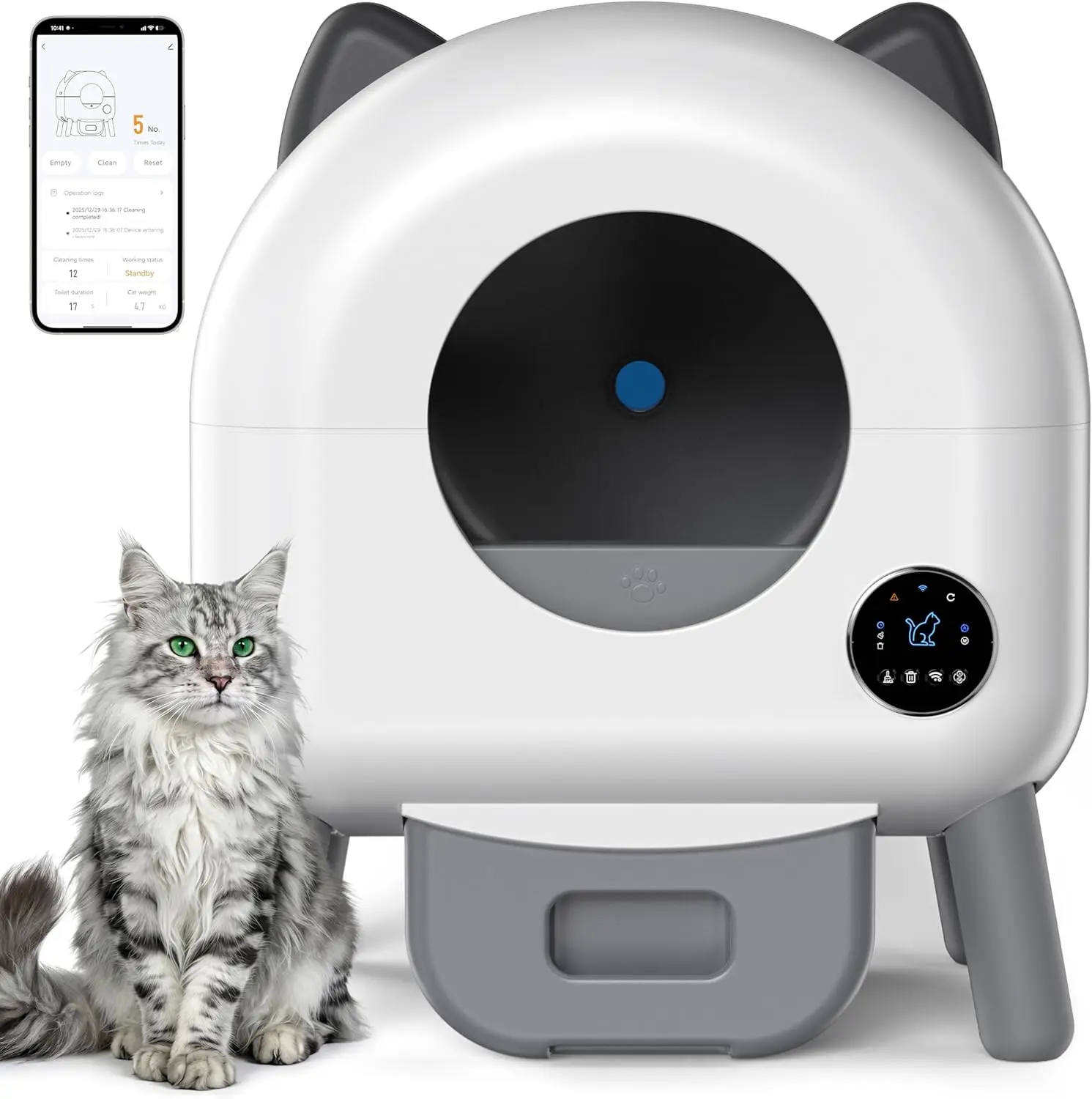Automatic Self Cleaning Cat Litter Box with App Control