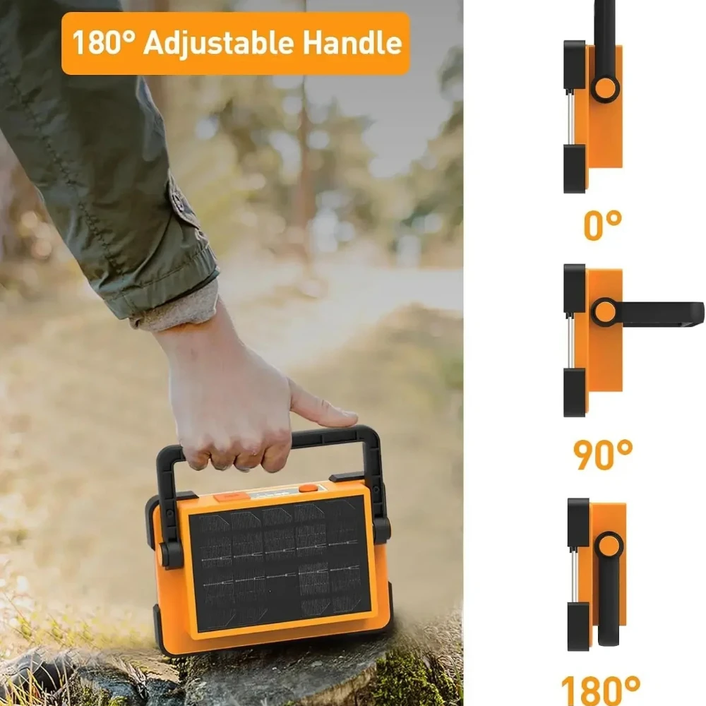 144LED 10000LM Rechargeable Solar Flood Light Outdoor Portable LED Reflector Spotlight Projector Floodlight Construction Lamp