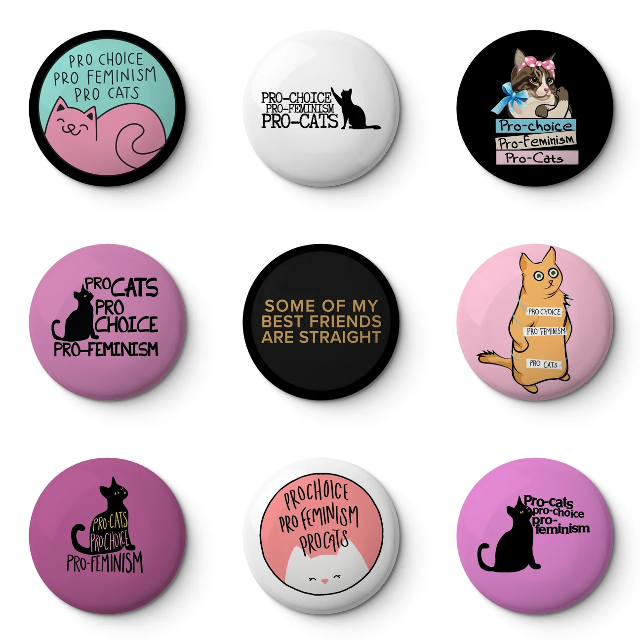 Pro Choice Pro Feminism Pro Cats Soft Button Pin Customizable Metal Decor Women Jewelry Gift Cute Funny Hat Lover Lapel Pin