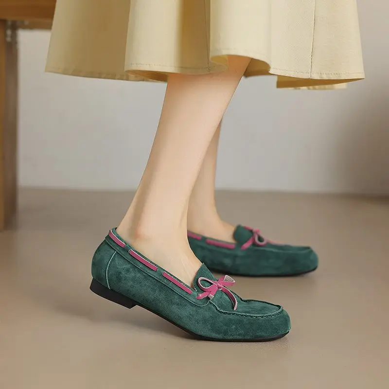 MORAZORA Size 34-40 New Women Flats Slip On Suede Loafers Spring Summer Flat Shoes Spring Summer Bowtie Casual Footwear Female