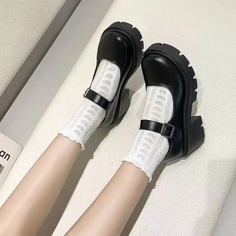 Women Sneakers Spring Platform Leather  Flats Casual Oxford Loafers Thick Bottom Ladies Wedge Lolita