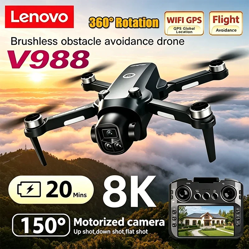 

Lenovo V988 Camera Drone 8K Professional Dron 4K With Screen Under 249g Remote Control Brushless RC Quadcopter Toys New