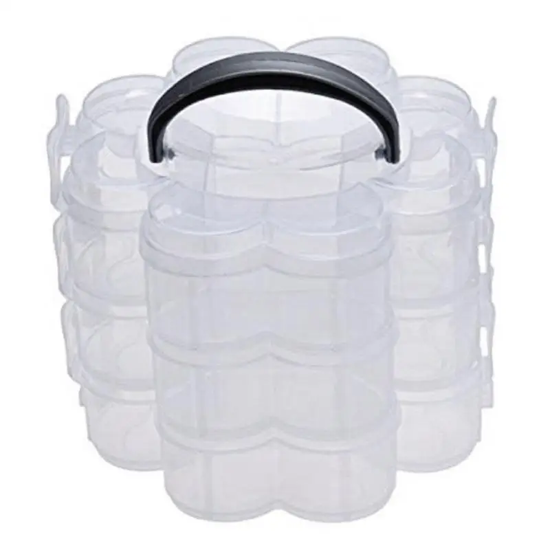 3-Tier Clear Plastic Stackable Organiser Storage Hobby Craft Box Container Jewellery Case