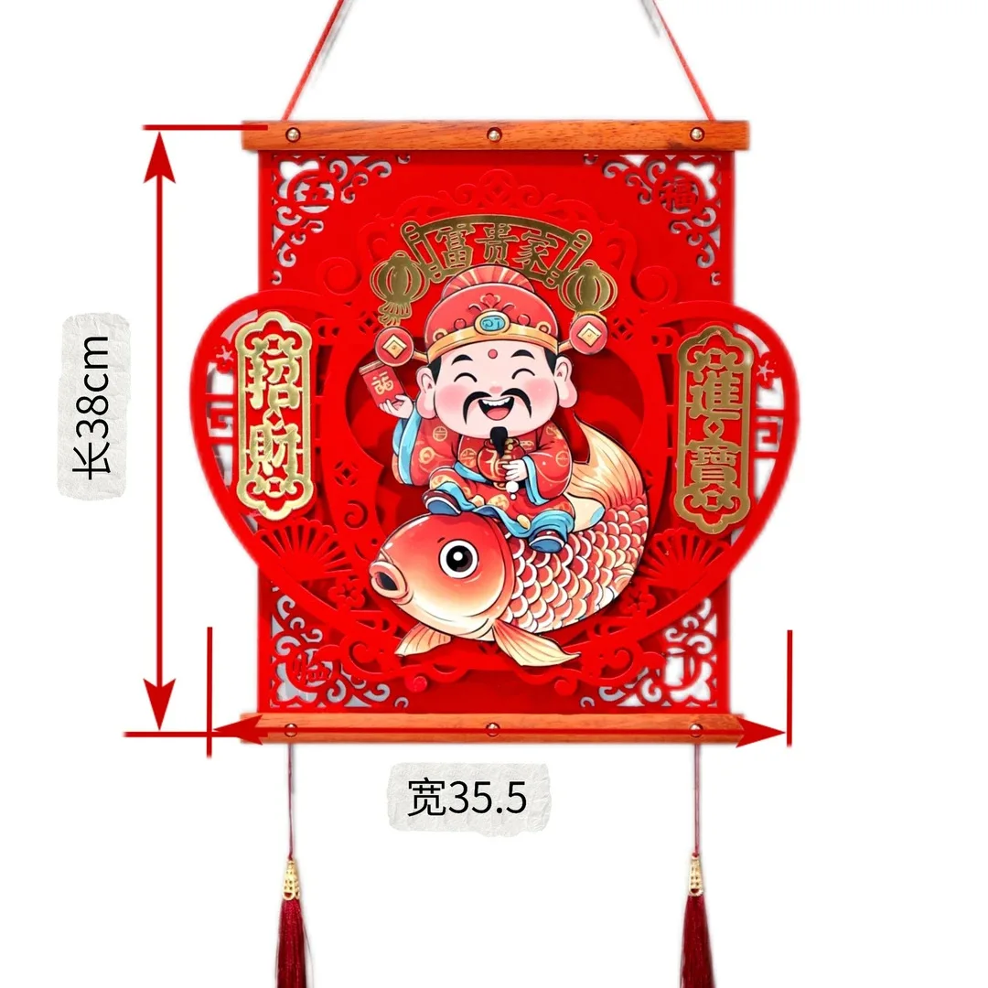 Thickened Spring Festival Hanging Decoration Three-dimensional with Tassel Hanging Pendant Red Creative God of Wealth Pendant