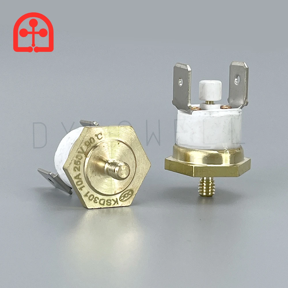 

KSD301 M4 10A 250V Normally closed 40 to150 degree KSD 301 Manual Reset Thread-in Brass Ceramic Temperature Switch Thermostat