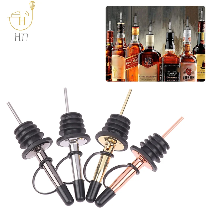 

1pcs Stainless Steel Classic Bottle Pourers Wine Tapered Spout Liquor Pourers With Rubber Dust Caps Spouts For Pours Liquor