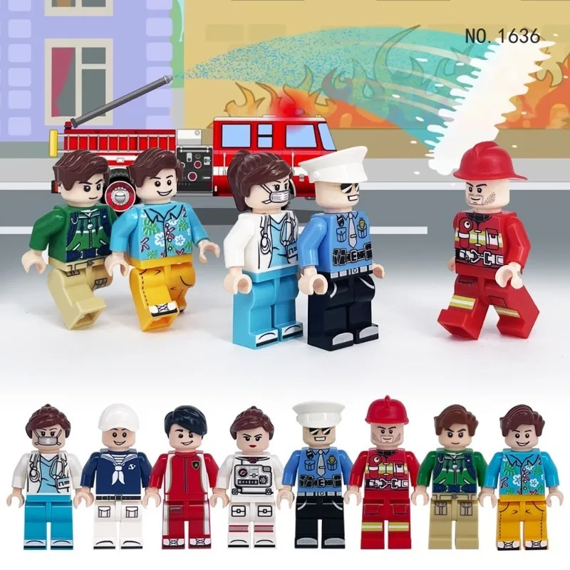 

Firefighter 1636 career doll police racer astronaut building block toy megao cross-border wholesale doctor