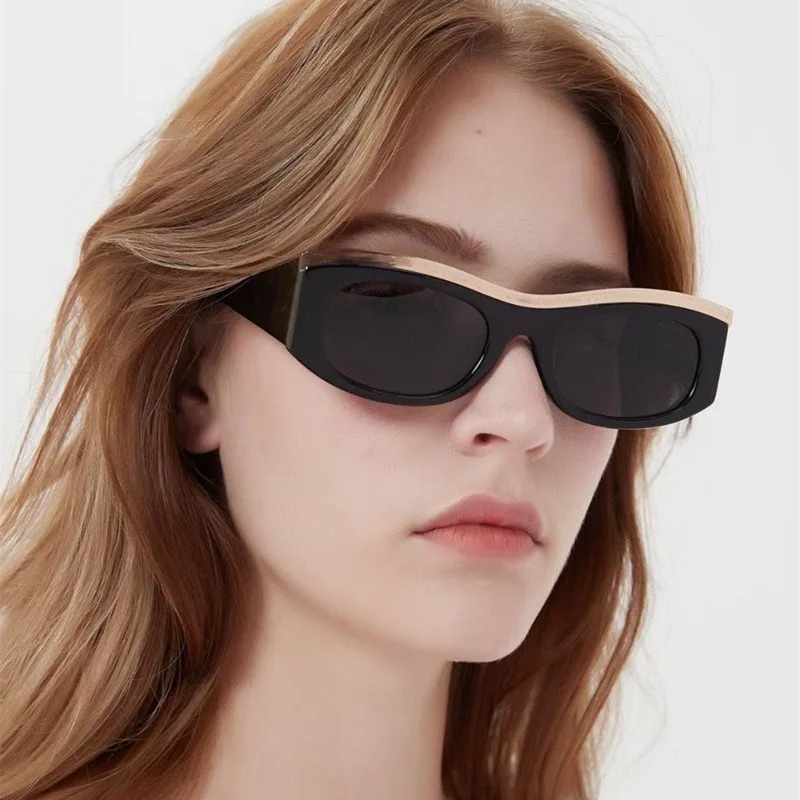 

ZS-98057 Fashion Cats' Eye Sunglasses Female Personality Small Frame Wide Mirror Leg Sun-Resistant Sunglasses