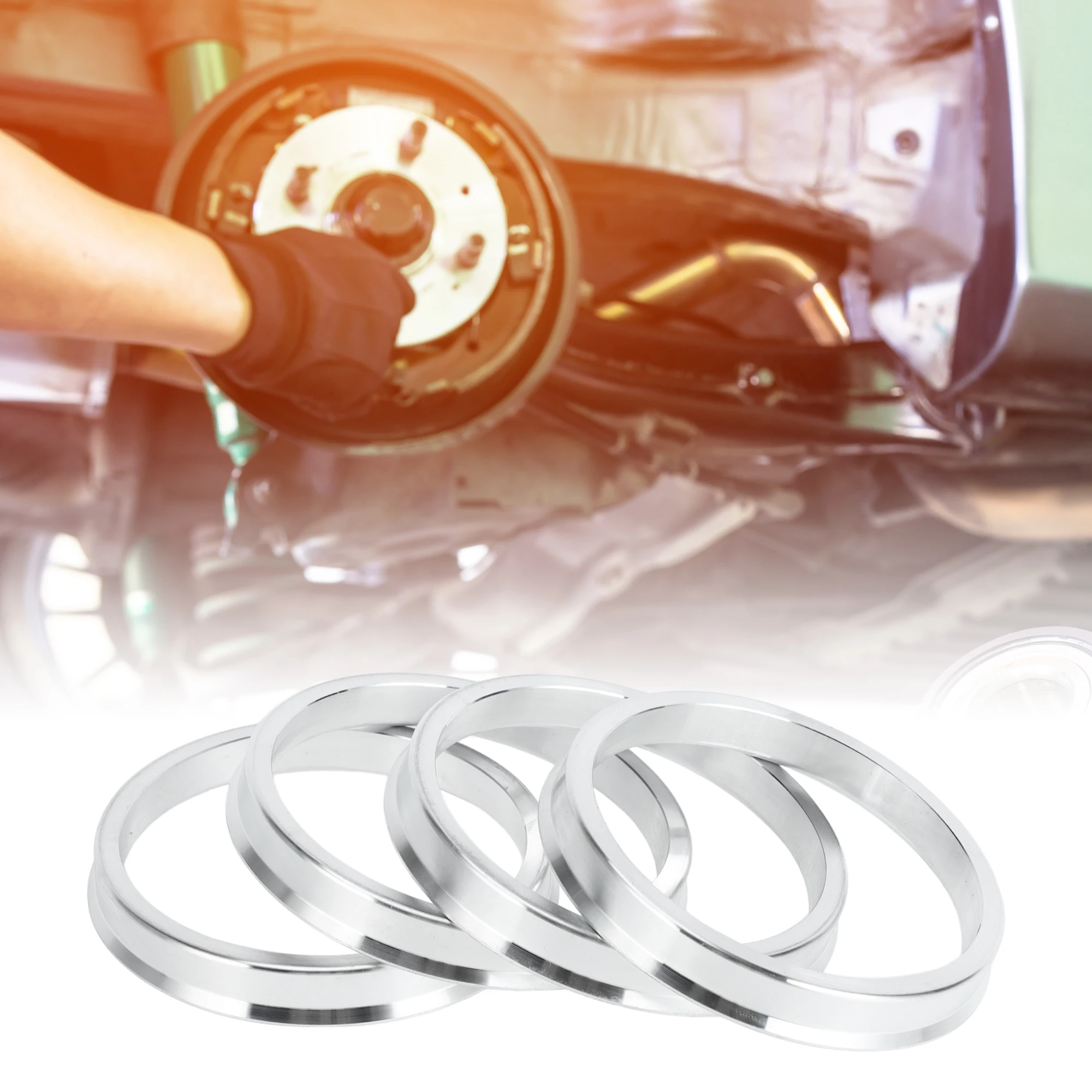 UXCELL Nabenzentrische Ringe 54,1–67,1 mm Innendurchmesser auf 72,6 mm Außendurchmesser, 4 Stück Fahrzeug-Radnabenringe, Aluminiumlegierung, Silber, Autoreifen-Zubehör – Detail 6