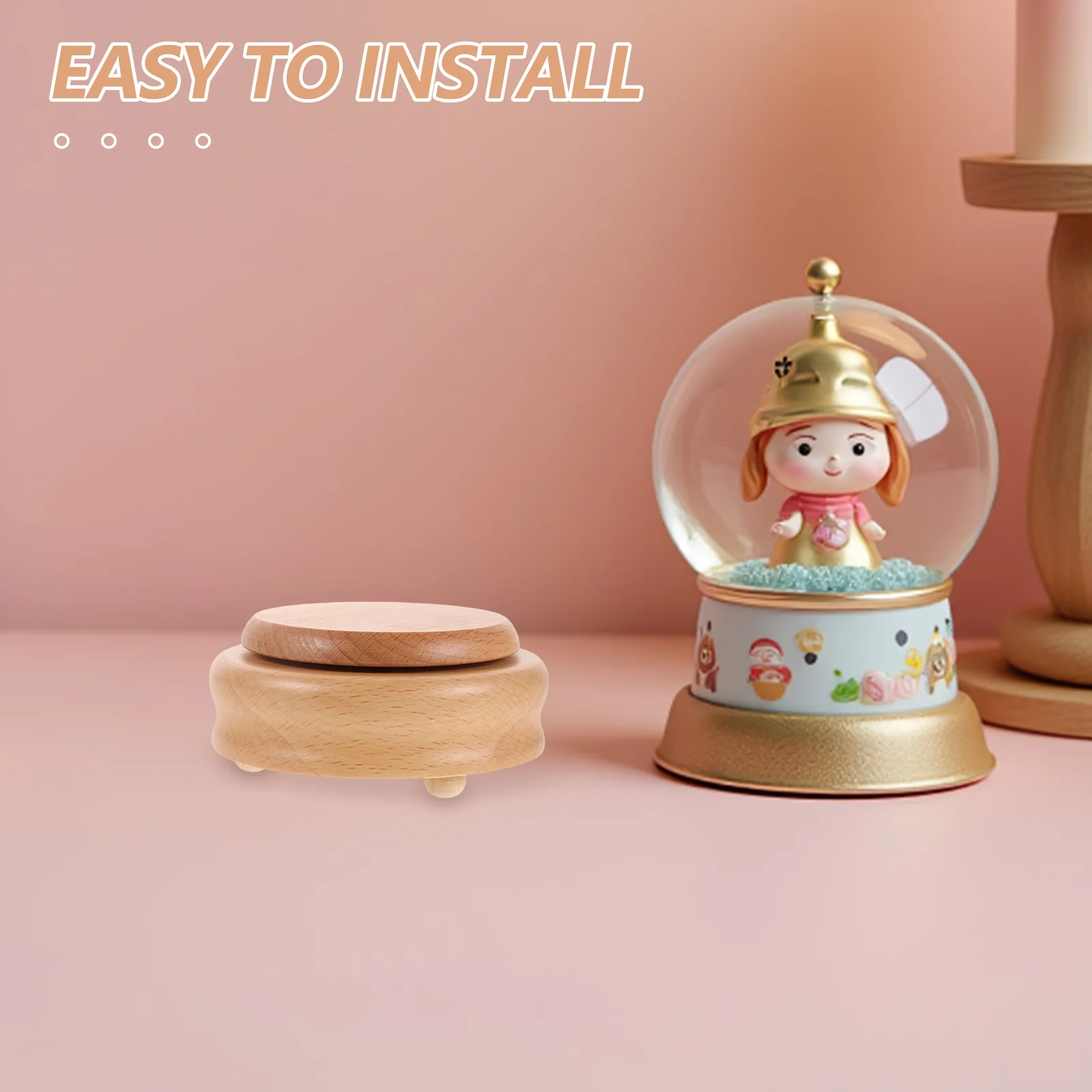 DIY Wooden Music Box Base Round Rotatable Platform 11x11x5cm Smooth Natural for Music Lovers Handmade Projects