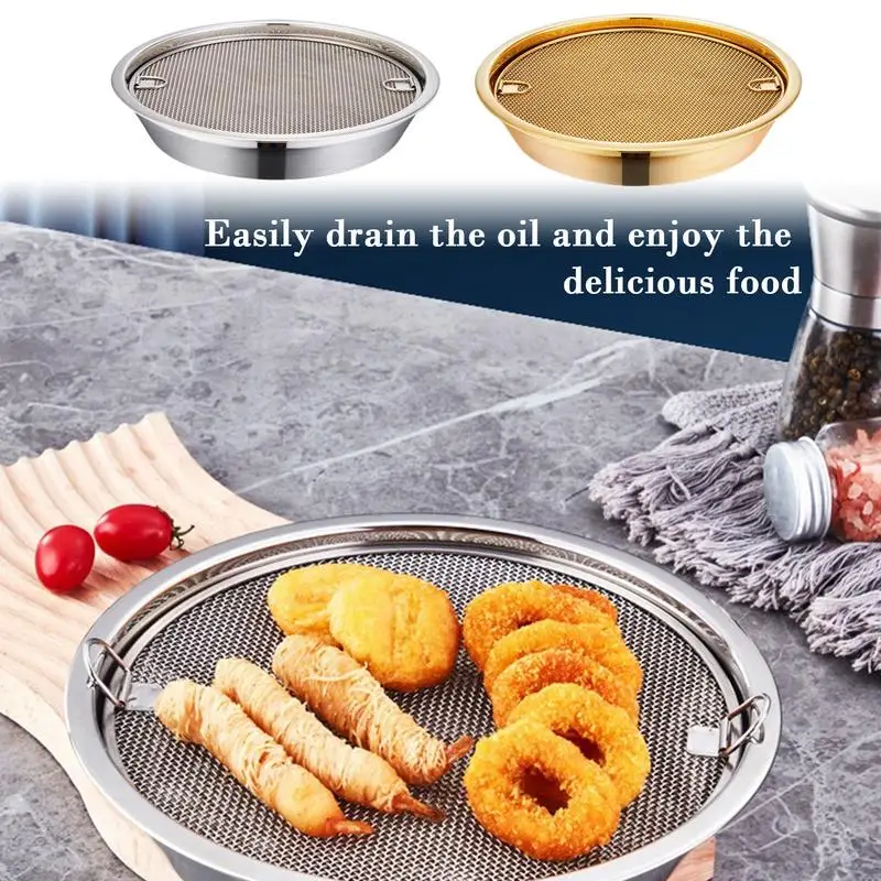 

Stainless Steel Frying Oil Residuee Filter Oil Draining Artifact Filter Plate Fried Chicken Wings French Fries Grid BBQ Tools