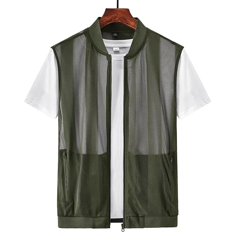 B&C Large Size Mesh Quick-Drying Vests Male with Pockets Mens Breathable Photographer  Fishing Vest Work Sleeveless Jacket