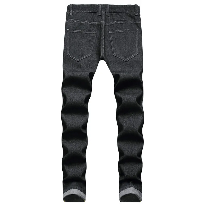 New Classic Black Large Size Mens Jeans Europe and America Casual Hole Straight Trousers Full Length Denim Pants Ripped Jeans