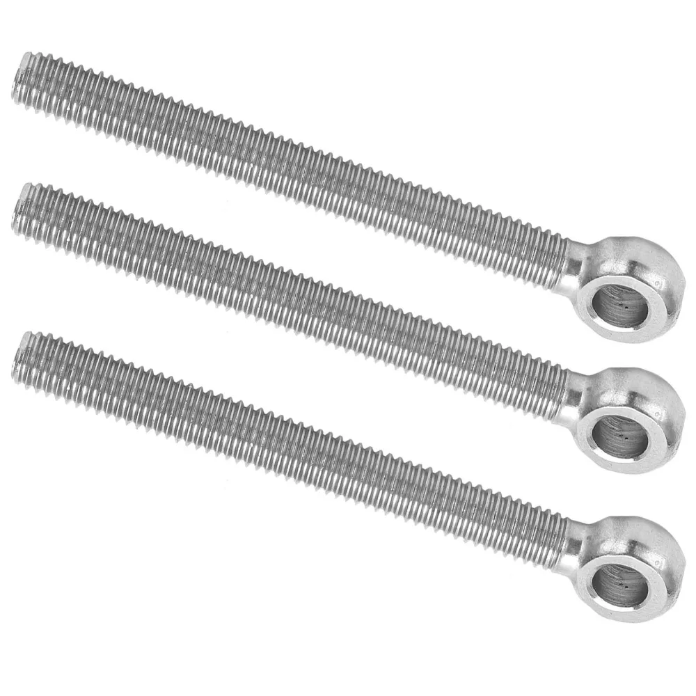 10pcs 304 Stainless Steel​ Eye Bolts ​M6x60mm​ Tightening Connecting​ Threaded Screw Eyebolt​ Silver​ Screws Hooks