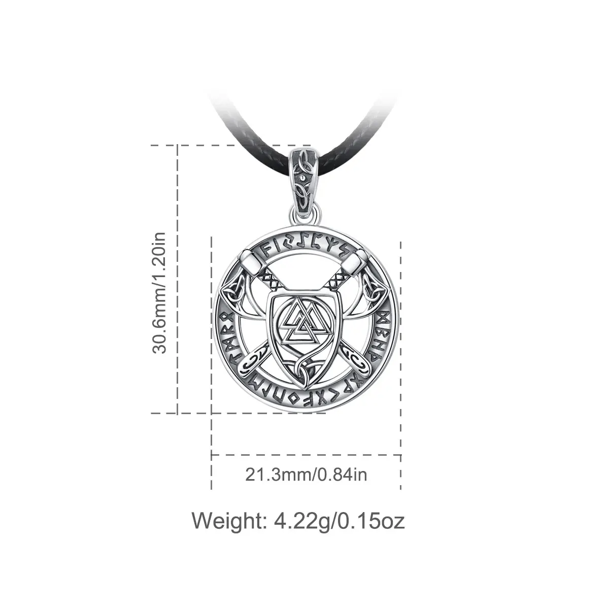 Eudora 925 Sterling Silver Nordic Viking Pattern Knot Pendant Necklace Norse Viking Axe Shield Amulet Jewelry for Man Women Gift - view 2