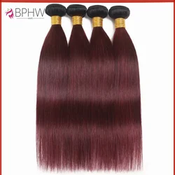 Straight Ombre Burgundy Bundles 1 3 4 Pcs/Lot 1B/99J Dark Wine Red Brazilian Unprocessed Human Hair Weave Extensions For Women