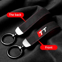 Suede Leather Car Styling Emblem Key Rings Chain Keychain Anti-loss For Audi Quattro TT S6 S7 Auto Keyring Accessories