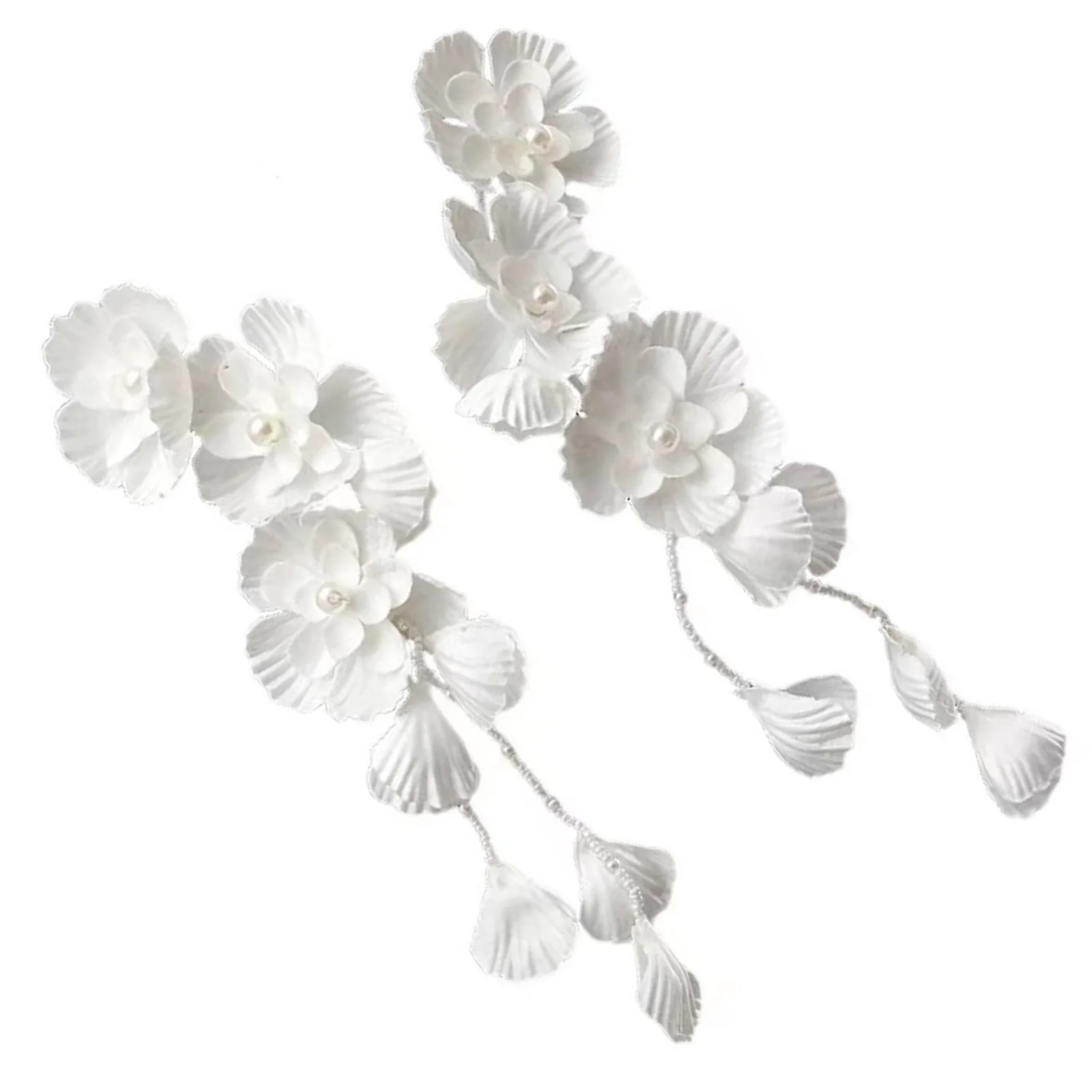 Eleganter weißer Blumen-Hängekranz Kopfschmuck für Hochzeiten und Partys, Blumen-Haarreif, florales Haarschmuck-Accessoire, Haarstyling-Tools – Detail 7