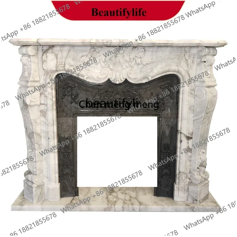 

Z183 Marble mantel European carved living room ornament natural marble stone fireplace