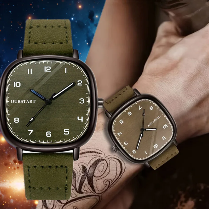Men Simple Leather Strap Watches Exquisite Square Quartz Relogio Masculino Fashion Sports Wristwatch Male Mens Elegant Relojes