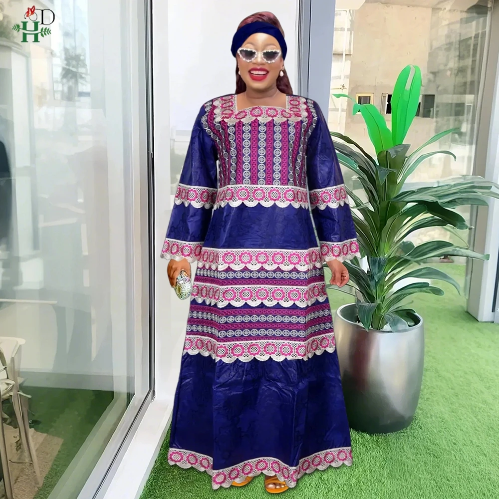 

H&D New style Women Traditional African Dresses Bazin High Quality Embroidery Traditional Dresses for Wedding Party Occasions