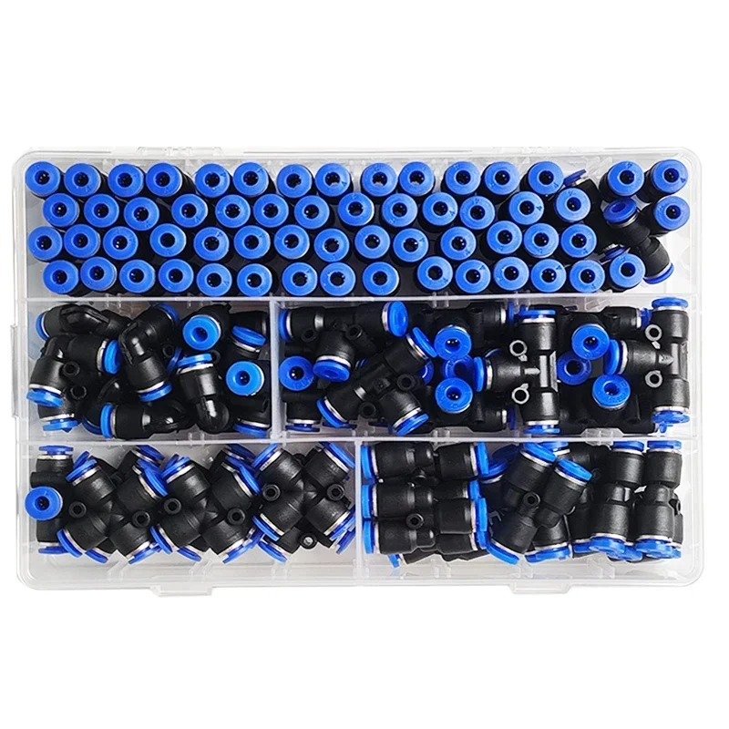 114 PCs Boxed Pneumatic Fitting Connectors Kit 4mm Outer Diameter of the Hose Pipe Tube Air PU-4/PE-4/PZA-4/PY-4/PV-4/PG-4