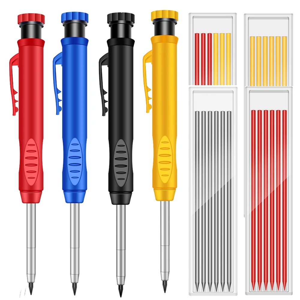 2.8mm Solid Carpenter Marking Pencil Mechanical Pencil Carpenter Scriber with Sharpener for Woodworking Tools Stationery  Supply