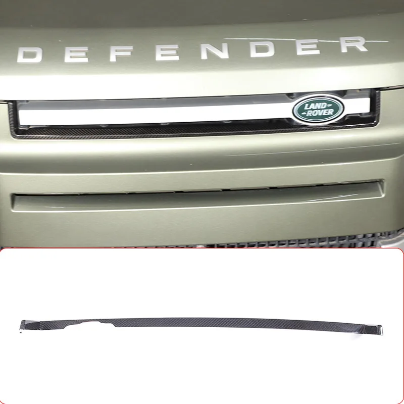 For Land Rover Defender 90 110 2020-2023 Real Carbon Fiber Car Front Center Grille U shaped Decorative Frame Sticker Accessories