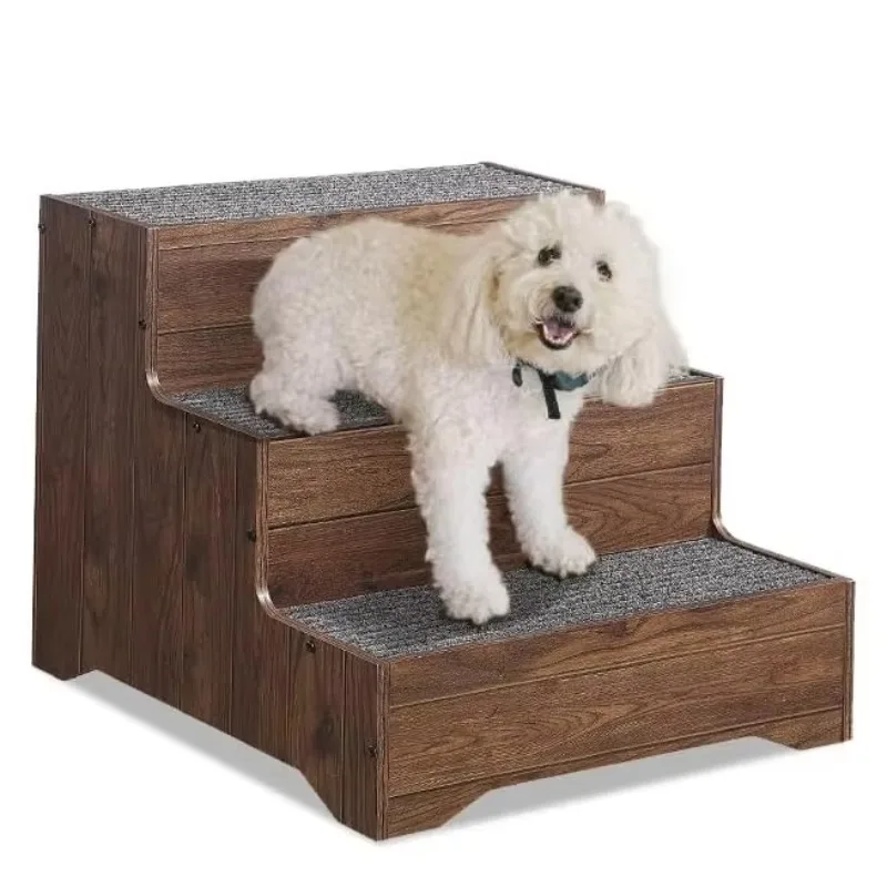 

Small dog cat wooden pet stairs non-slip durable pet steps natural wood ramp sofa bed accessories home decoration