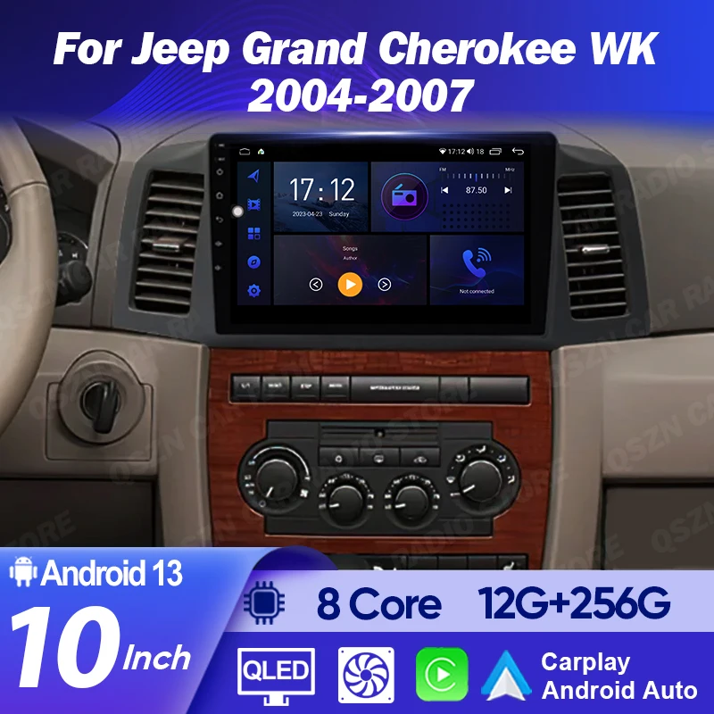 Android 15 Carplay Car Radio For JEEP Grand Cherokee WK 2004 2005 2006 2007 WIFI+4G DSP Multimedia Player Video GPS Navigation