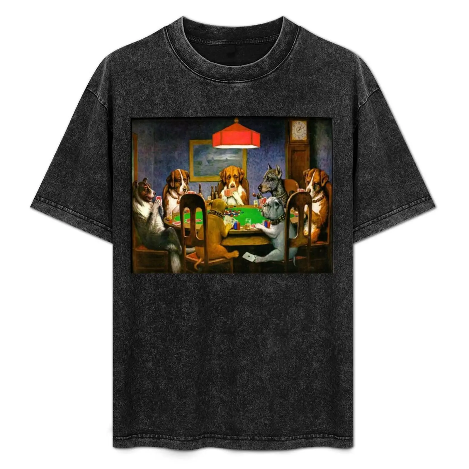 ポーカーをプレイする犬たち、困っている友達を助ける者-by-cm-クーリッジ-1903-tシャツ-クラシックプリント半袖シャツ