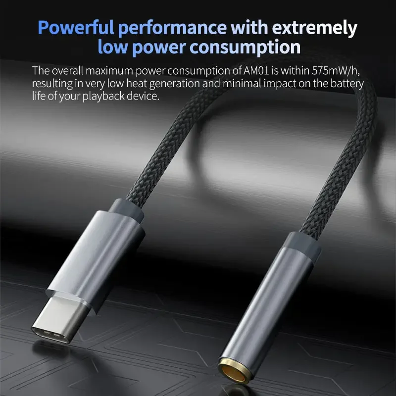 KZ AM01 Type-C to 3.5mm Audio Adapter Line 32bit/384kHz Hi-Fi DAC + IC Amplifier Dual Chip Earphone Cable Bluetooth Audio