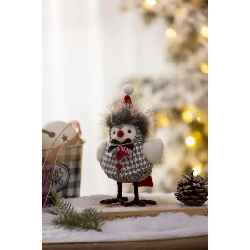 

Fabric Bird with Plaid Bow Tie and Red Hat, 2 Pack - Cute Decorative Accents for Home Decor or Gift Giving