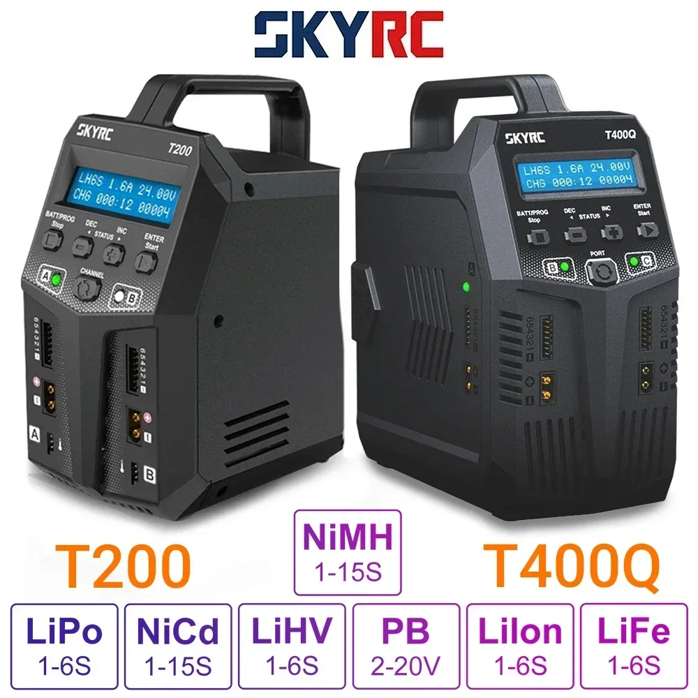 Skyrc T200 T400 T100 Lipo AC/DC battery charger, Traxass Airsoft drone RC dual balanced unloader, fast charging battery charger